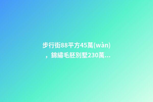 步行街88平方45萬(wàn)，錦繡毛胚別墅230萬(wàn)，城南自建房273平帶院165萬(wàn)